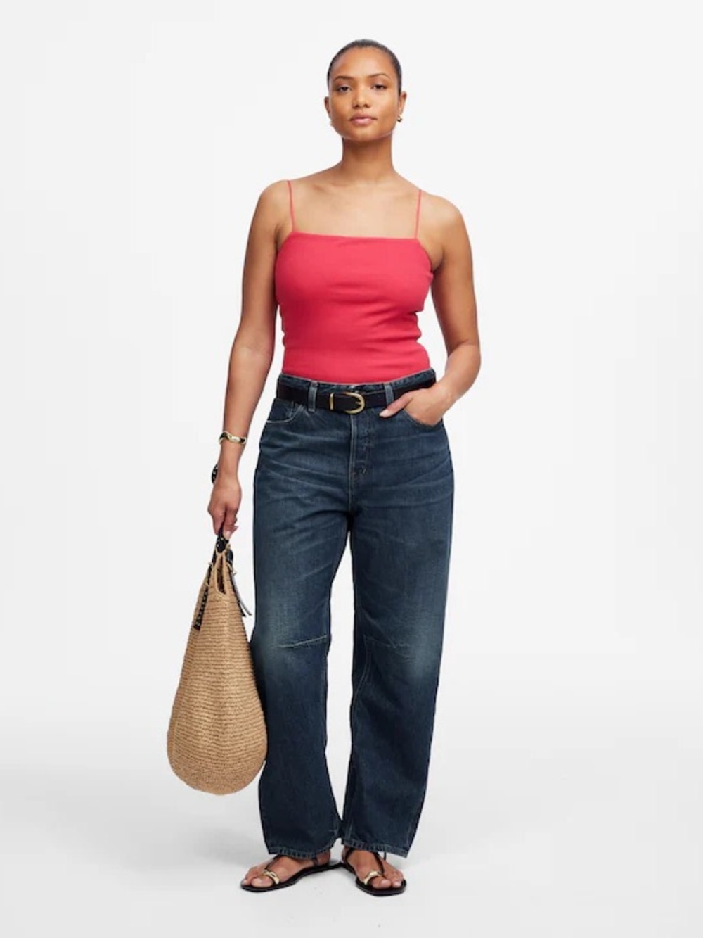 NWT Madewell The Curvy Darted Barrel-Leg Jean 28